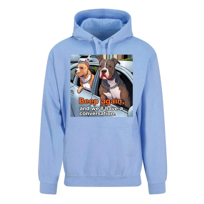 Beep Again And WeLl Have A Conversation Funny Pit Bull Unisex Surf Hoodie