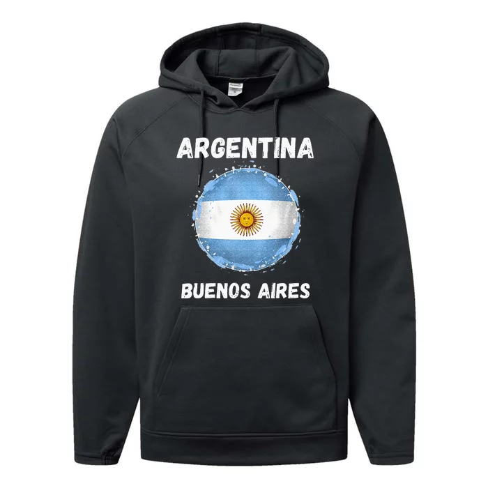 Buenos Aires Argentina Vintage Sport Argentine Flag Souvenir Performance Fleece Hoodie