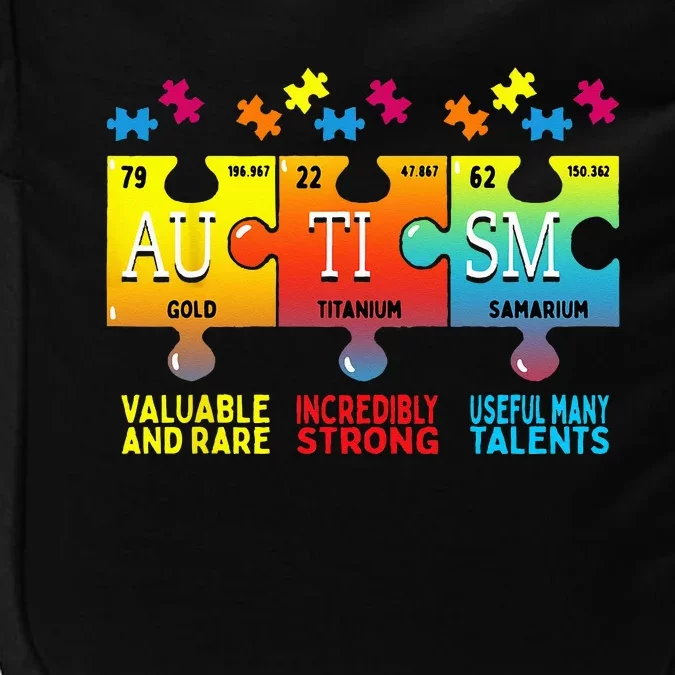 Black Autism Awareness Puzzle Classic Fit Short Sleeve Cotton & Polyester Blend Impact Tech Backpack