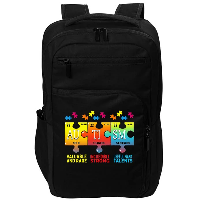 Black Autism Awareness Puzzle Classic Fit Short Sleeve Cotton & Polyester Blend Impact Tech Backpack