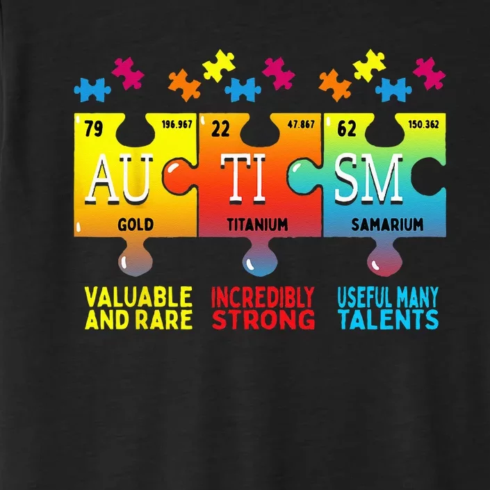 Black Autism Awareness Puzzle Classic Fit Short Sleeve Cotton & Polyester Blend ChromaSoft Performance T-Shirt