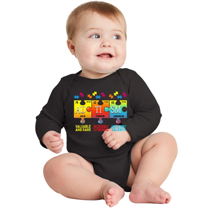 Black Autism Awareness Puzzle Classic Fit Short Sleeve Cotton & Polyester Blend Baby Long Sleeve Bodysuit