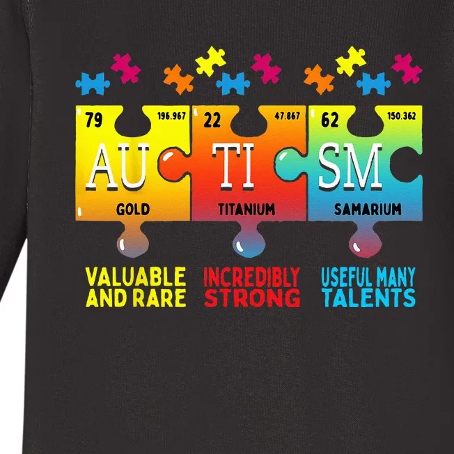 Black Autism Awareness Puzzle Classic Fit Short Sleeve Cotton & Polyester Blend Baby Long Sleeve Bodysuit