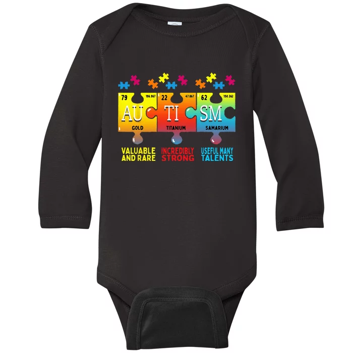 Black Autism Awareness Puzzle Classic Fit Short Sleeve Cotton & Polyester Blend Baby Long Sleeve Bodysuit