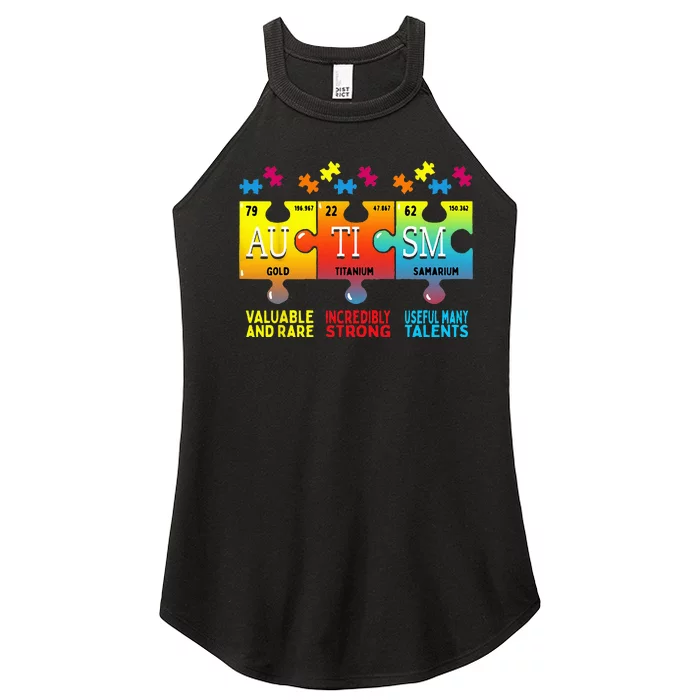 Black Autism Awareness Puzzle Classic Fit Short Sleeve Cotton & Polyester Blend Women’s Perfect Tri Rocker Tank