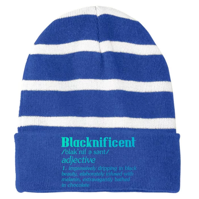 Blacknificent Afro African Pro Black History Gift Striped Beanie with Solid Band