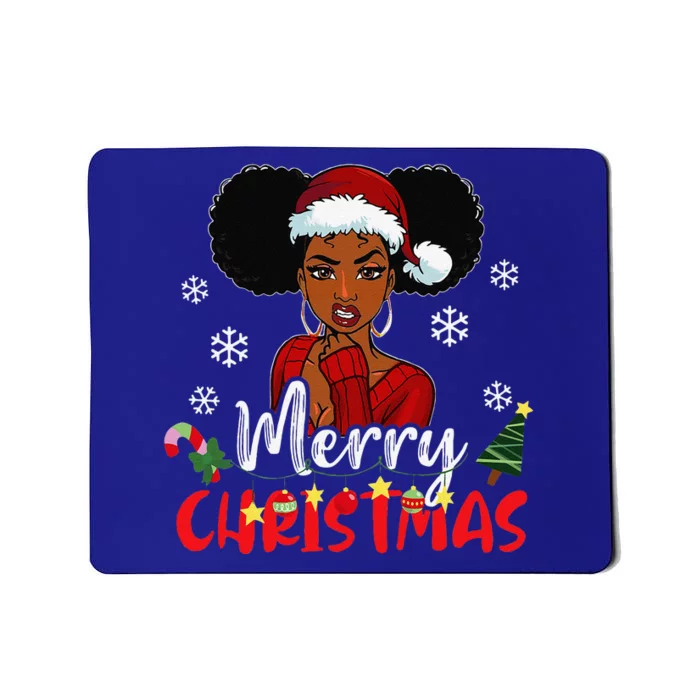 Black African American Melanin Christmas Santa Hat Xmas Gift Mousepad