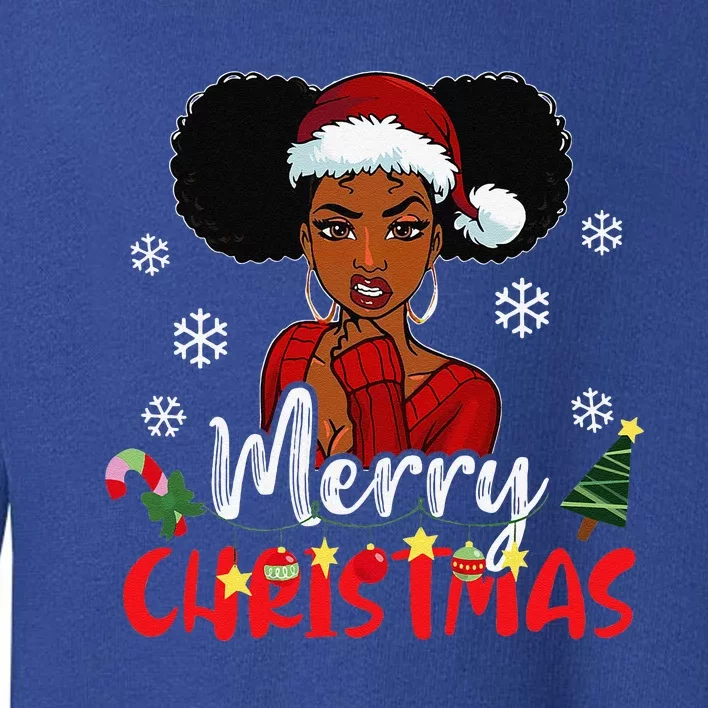 Black African American Melanin Christmas Santa Hat Xmas Gift Toddler Sweatshirt