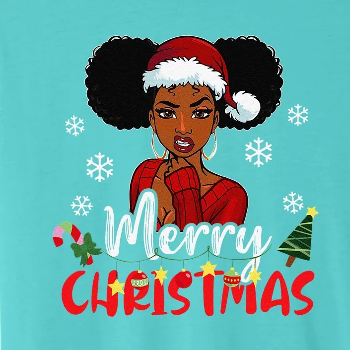 Black African American Melanin Christmas Santa Hat Xmas Gift ChromaSoft Performance T-Shirt