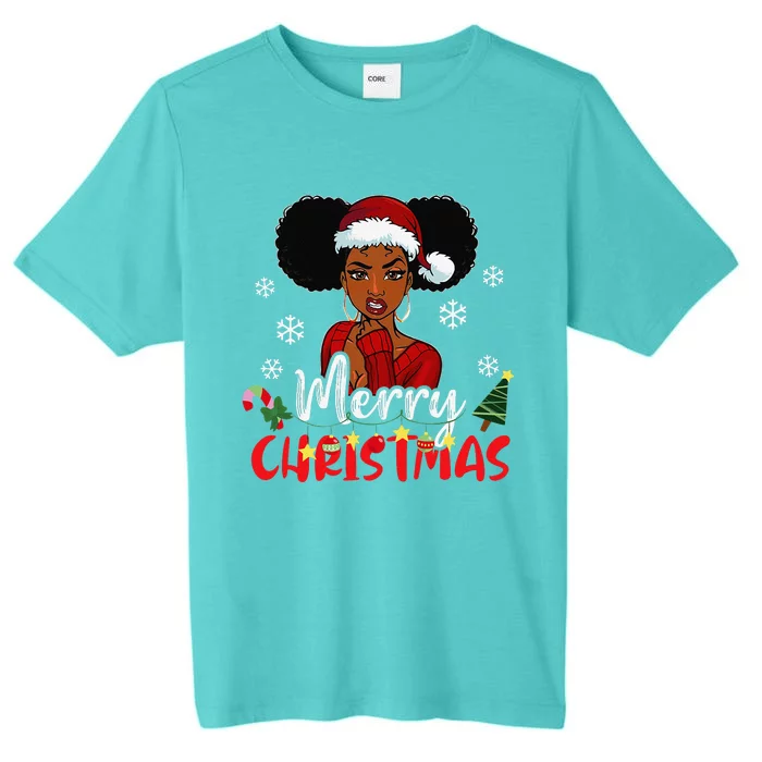 Black African American Melanin Christmas Santa Hat Xmas Gift ChromaSoft Performance T-Shirt