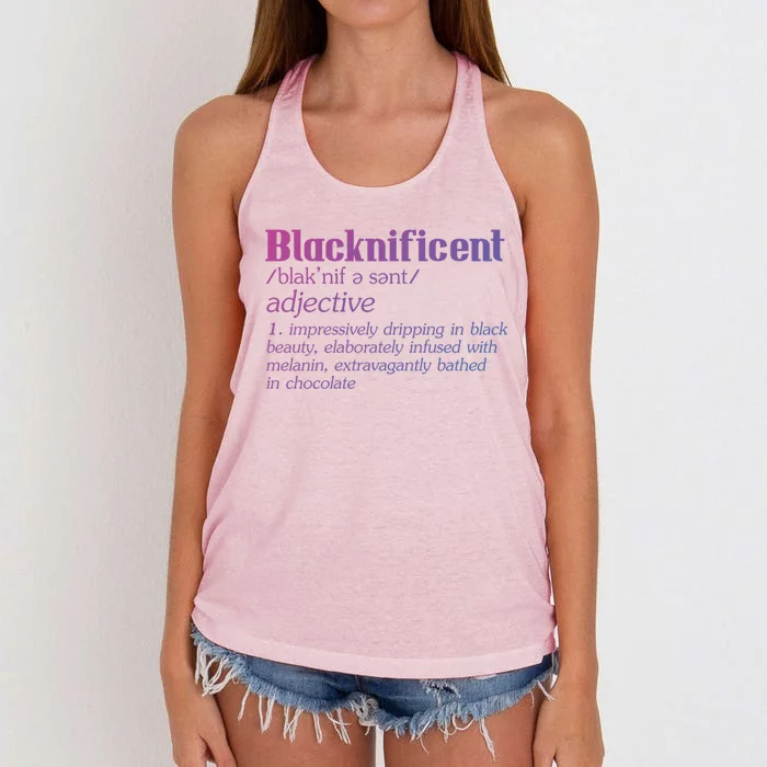 Blacknificent Afro African Pro Black History Gift Women's Knotted Racerback Tank