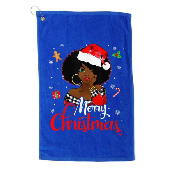 Black African American Melanin Christmas Santa Hat Xmas Platinum Collection Golf Towel