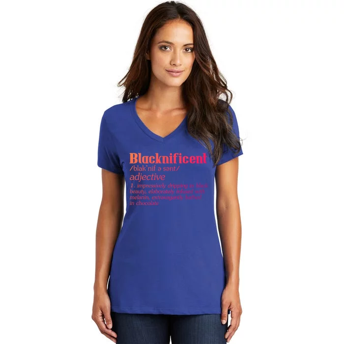 Blacknificent Afro African Pro Black History Gift Women's V-Neck T-Shirt