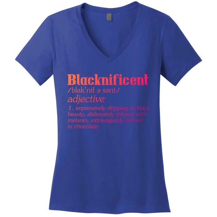 Blacknificent Afro African Pro Black History Gift Women's V-Neck T-Shirt