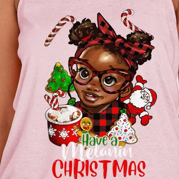 Black African American Melanin Christmas Women's Knotted Racerback Tank