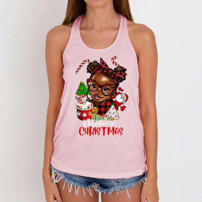 Black African American Melanin Christmas Women's Knotted Racerback Tank