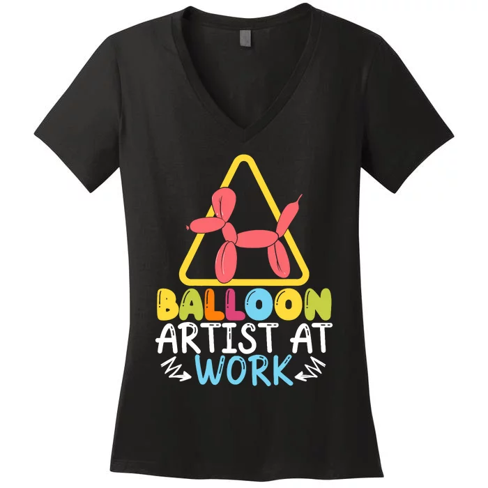 Balloon Artist At Work Balloon Twisting Balloon Modeling Women's V-Neck T-Shirt