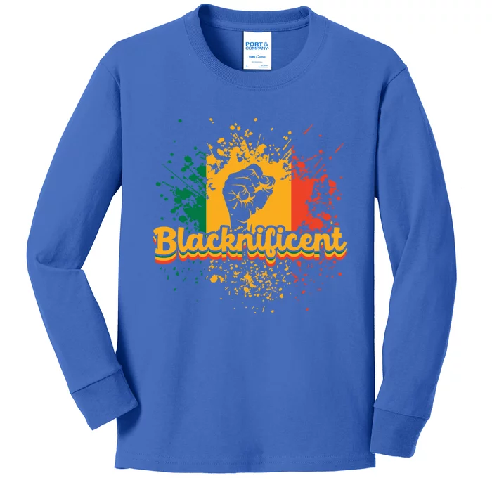 Blacknificent African Americans Black Fist Black History Gift Kids Long Sleeve Shirt