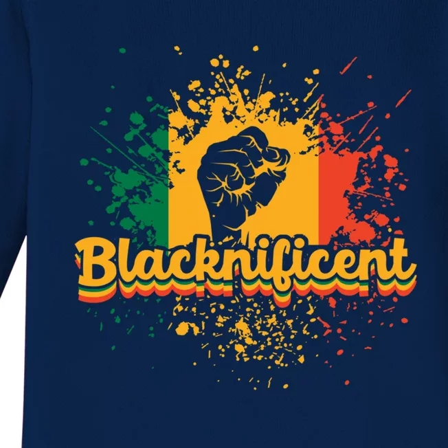 Blacknificent African Americans Black Fist Black History Gift Baby Long Sleeve Bodysuit