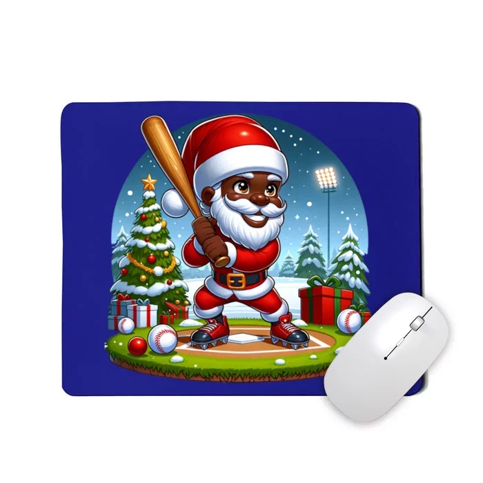 Black African American Santa Claus Baseball Christmas Pjs Gift Mousepad