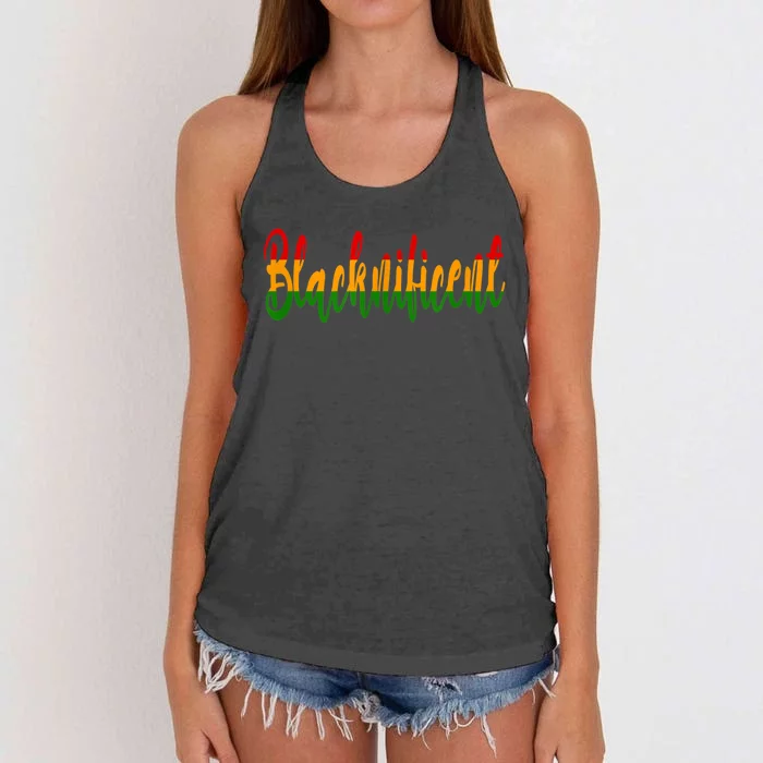 Blacknificent African American Heritage Black History Month Women's Knotted Racerback Tank