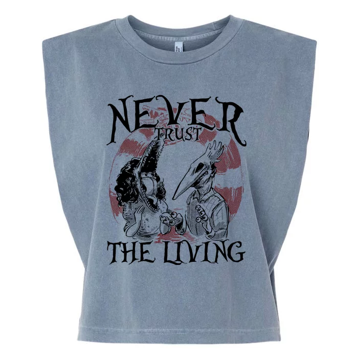 Barbara And Adam Never Trust The Living Halloween Beetle Juice Garment-Dyed Women's Muscle Tee