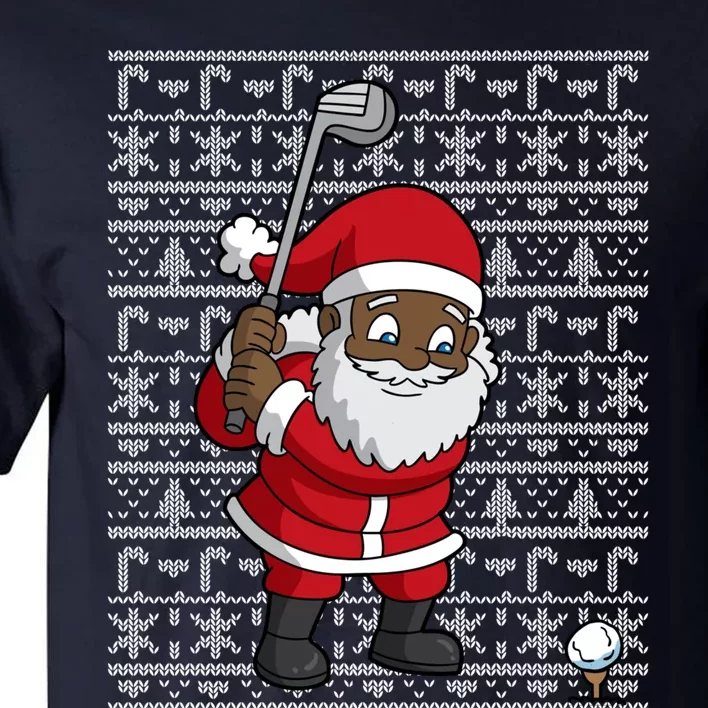 Black African American Santa Claus Golf Ugly Christmas Tall T-Shirt