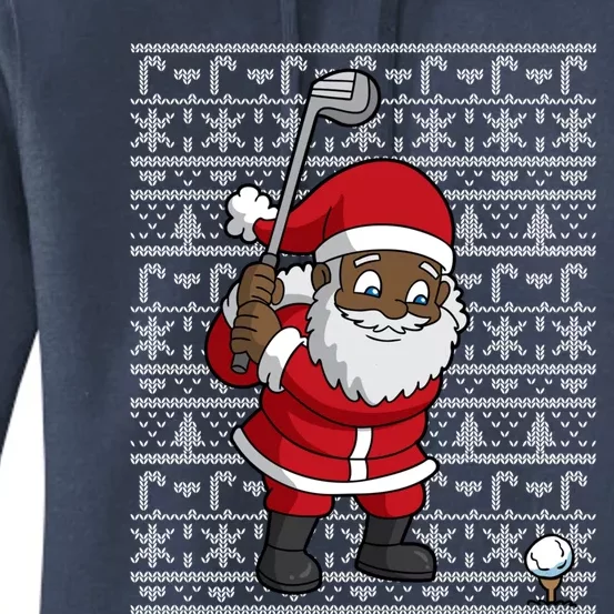 Black African American Santa Claus Golf Ugly Christmas Women's Pullover Hoodie