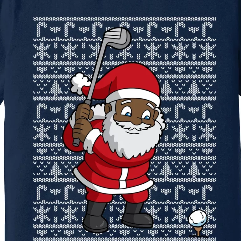 Black African American Santa Claus Golf Ugly Christmas Premium T-Shirt