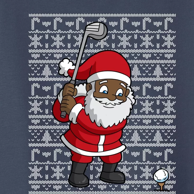 Black African American Santa Claus Golf Ugly Christmas Toddler T-Shirt