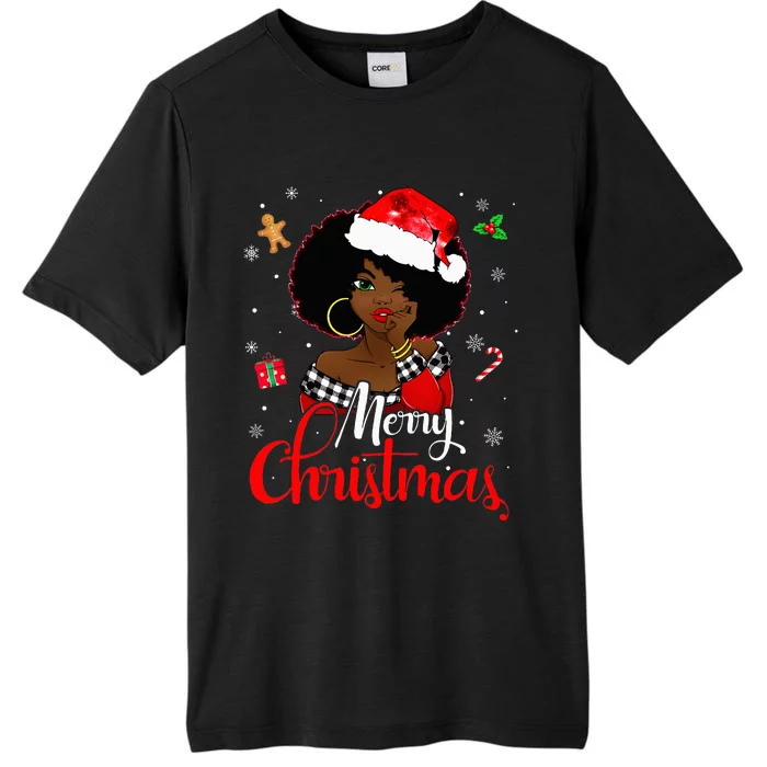 Black African American Melanin Christmas Santa Hat Xmas ChromaSoft Performance T-Shirt