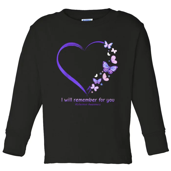 Butterfly Alzheimers Awareness Support Alzheimers Toddler Long Sleeve Shirt