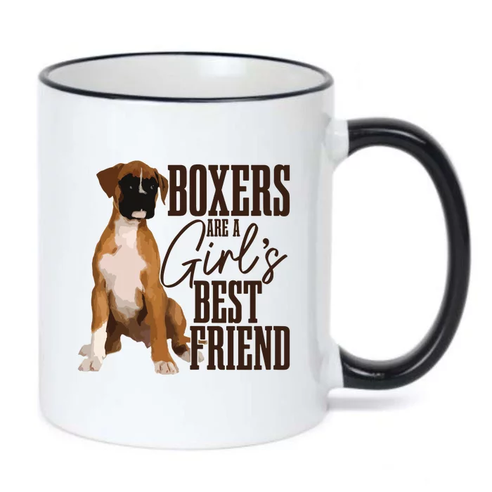 Boxers Are A Girl Best Friend Funny Dog Boxer Mom Black Color Changing Mug