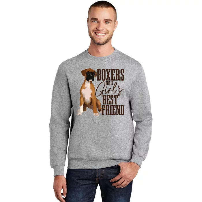 Boxers Are A Girl Best Friend Funny Dog Boxer Mom Sweatshirt