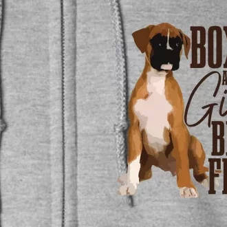 Boxers Are A Girl Best Friend Funny Dog Boxer Mom Full Zip Hoodie