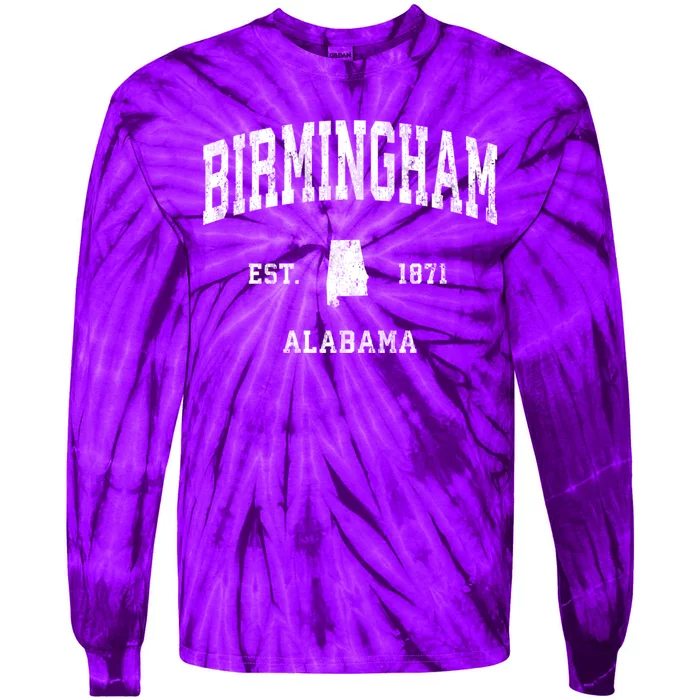 Birmingham Alabama Al Vintage Athletic Black Sports Tie-Dye Long Sleeve Shirt