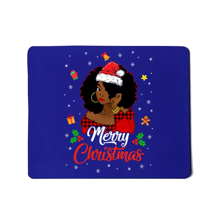 Black African American Melanin Christmas Santa Hat Meaningful Gift Mousepad