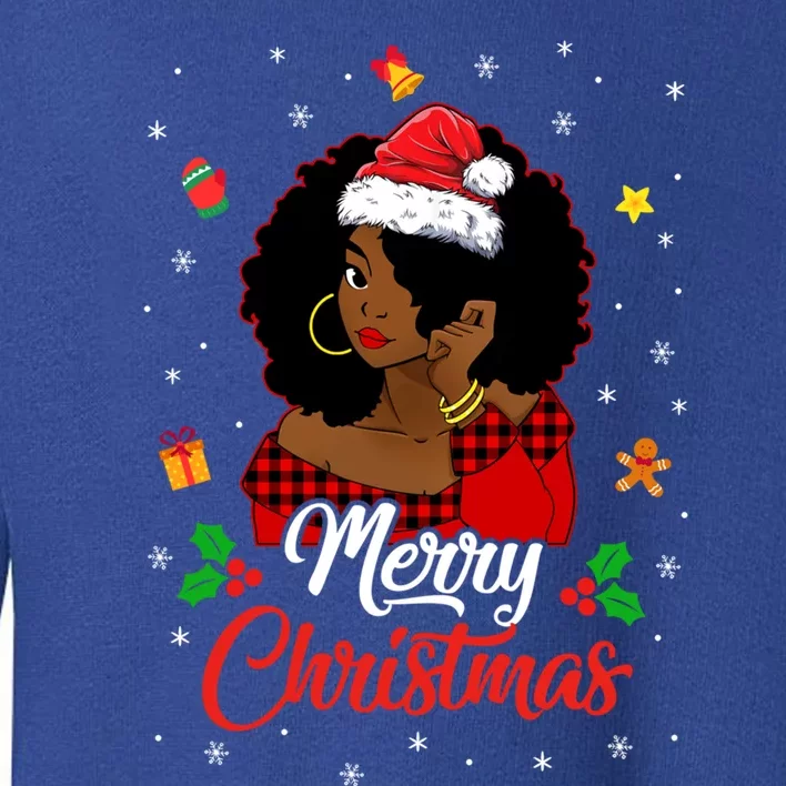 Black African American Melanin Christmas Santa Hat Meaningful Gift Toddler Sweatshirt