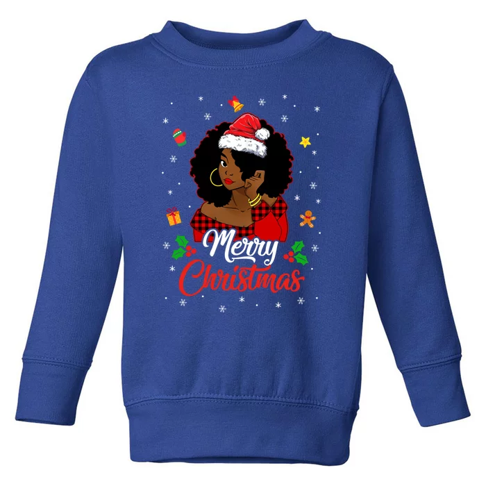 Black African American Melanin Christmas Santa Hat Meaningful Gift Toddler Sweatshirt