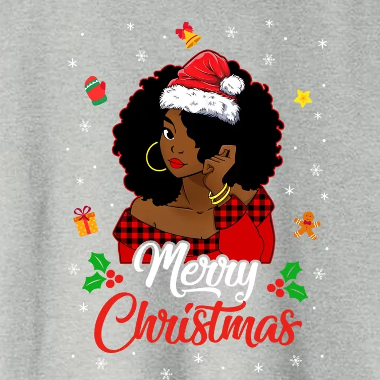 Black African American Melanin Christmas Santa Hat Meaningful Gift Women's Crop Top Tee