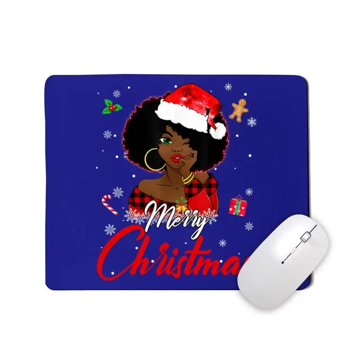 Black African American Melanin Christmas Santa Hat Xmas Gift Mousepad