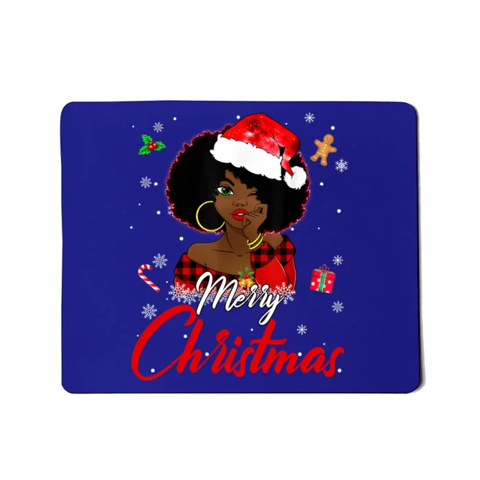 Black African American Melanin Christmas Santa Hat Xmas Gift Mousepad