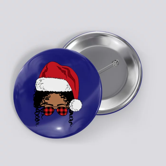 Black African American Santa Afro Christmas Melanin Buffalo Cool Gift Button