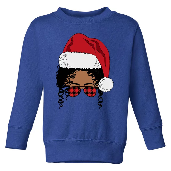 Black African American Santa Afro Christmas Melanin Buffalo Cool Gift Toddler Sweatshirt