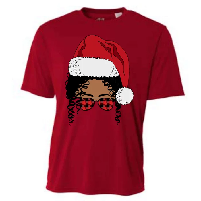 Black African American Santa Afro Christmas Melanin Buffalo Cool Gift Cooling Performance Crew T-Shirt