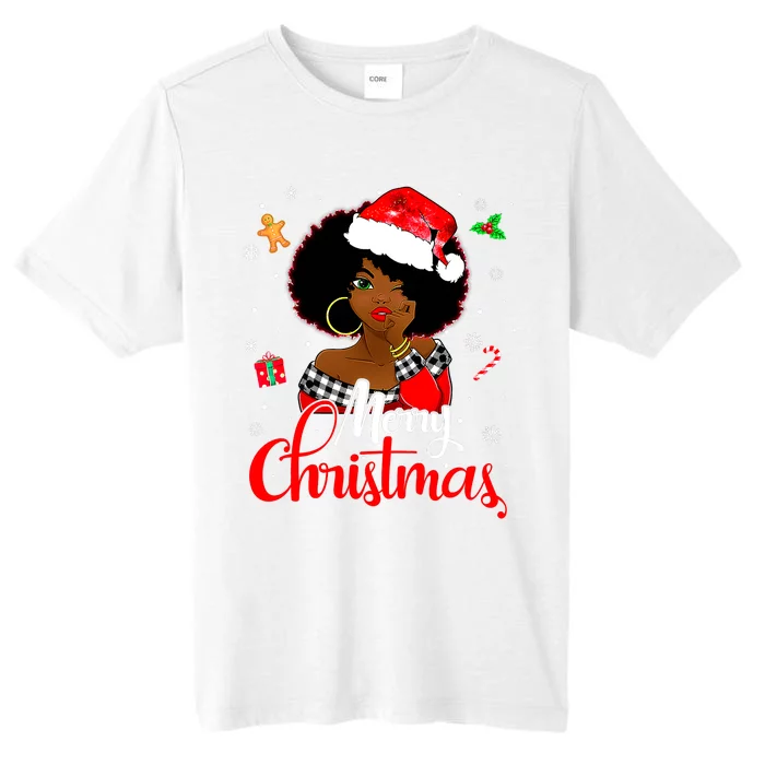 Black African  American Melanin Christmas Santa Hat Xmas ChromaSoft Performance T-Shirt