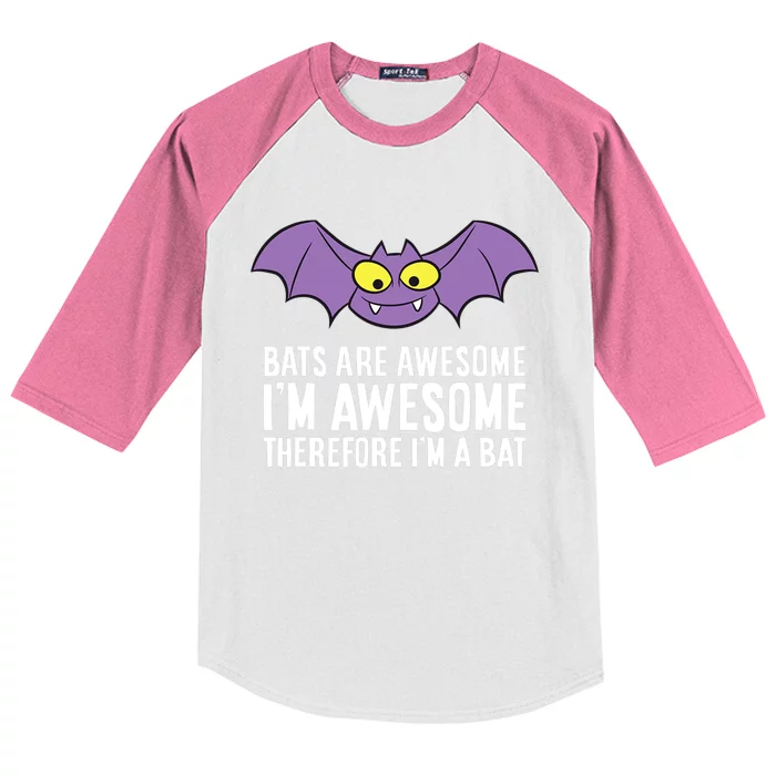 Bats Are Awesome I'm Awesome Therefore I'm a Bat Kids Colorblock Raglan Jersey