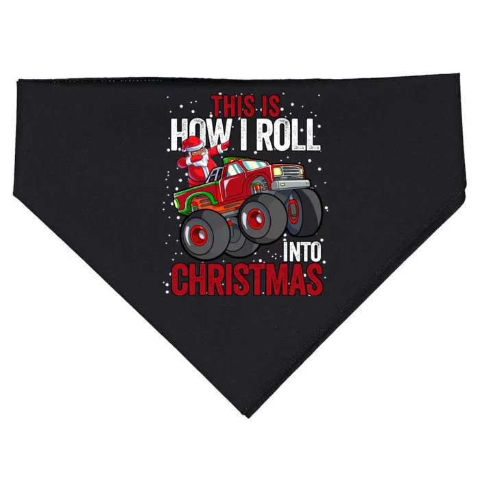 Black African American Santa Claus Monster Truck Christmas USA-Made Doggie Bandana