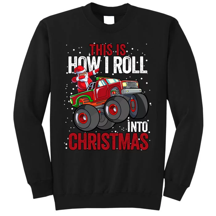 Black African American Santa Claus Monster Truck Christmas Tall Sweatshirt