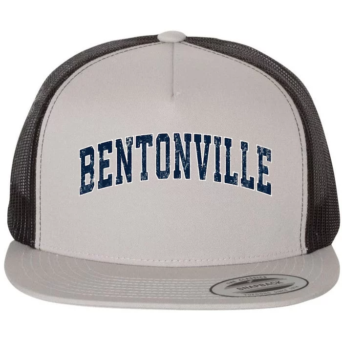 Bentonville Arkansas Ar Vintage Sports Design Flat Bill Trucker Hat